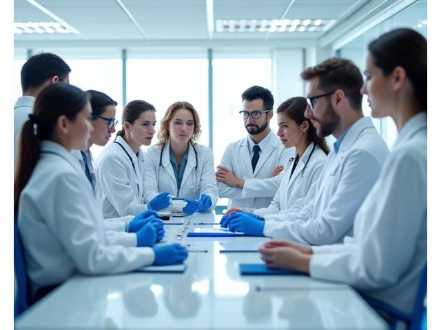 Photo d'équipe de plus de 60 experts VigórMedics dans un laboratoire moderne, symbolisant l'expertise multidisciplinaire.