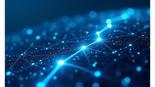 Représentation visuelle d'un parcours de soins patient optimisé par l'IA, avec des flèches et des nœuds interconnectés montrant une efficacité accrue et des goulots d'étranglement réduits