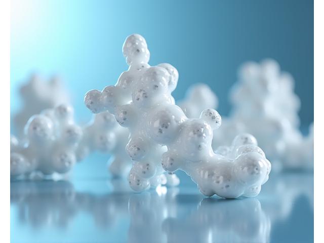 Structure moléculaire du PLLA avec une vis orthopédique bioabsorbable en arrière-plan.