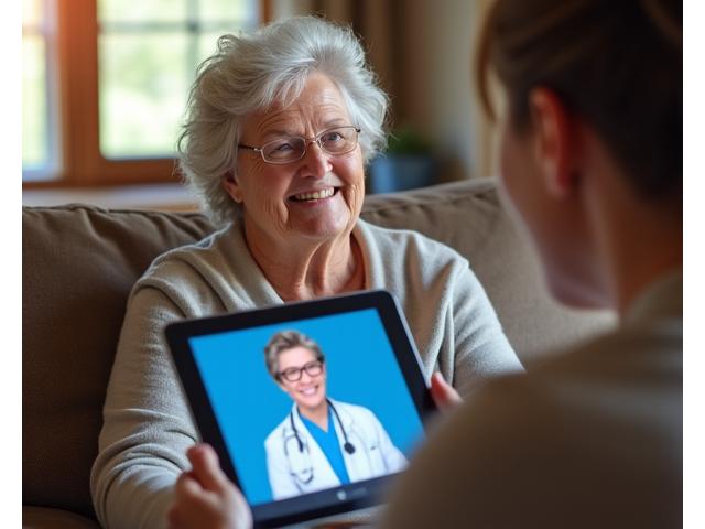 Médecin consultant à distance un patient