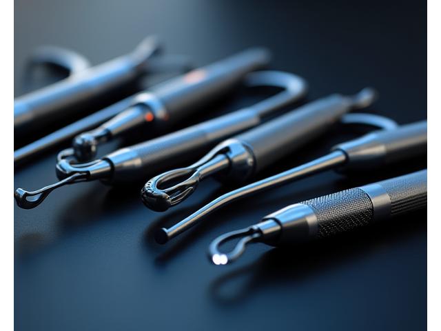 Instruments laparoscopiques élégants avec des pinces articulées et des capteurs de retour haptique, reflétant une conception ergonomique et une précision tactile.