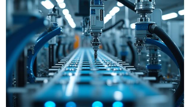 Robot assembly line for medical device manufacturing
