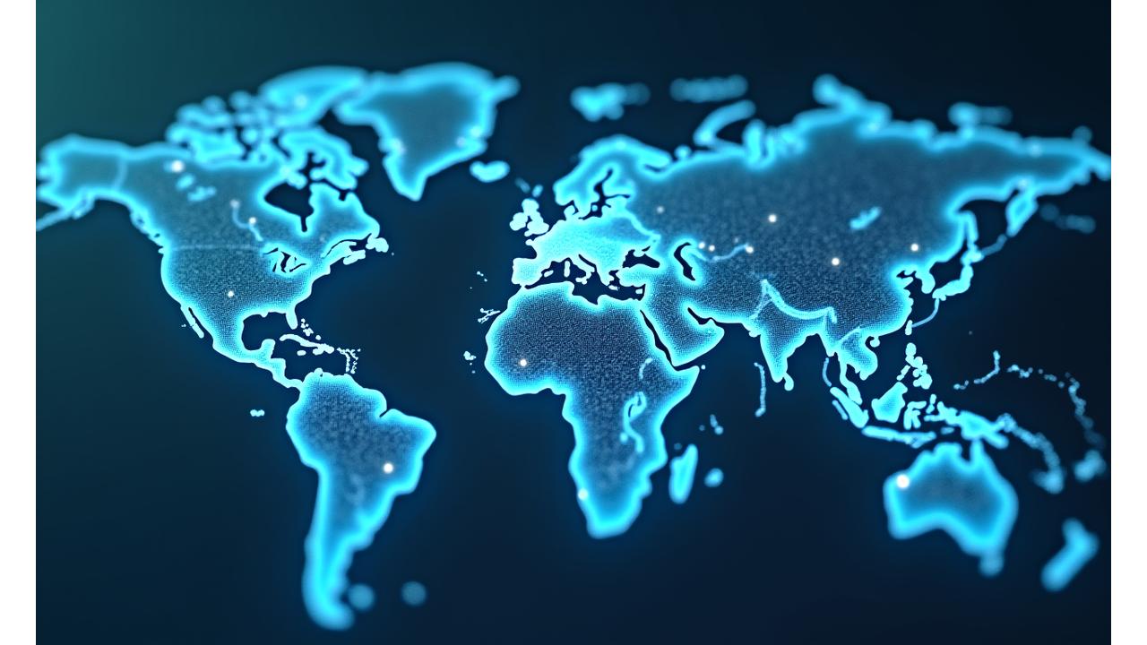 Une carte du monde stylisée avec des superpositions lumineuses sur les régions critiques de conformité réglementaire (Europe, Amériques, Asie, Océanie) et des icônes de réglementation comme la FDA, l'EMA et l'ICH-GCP.